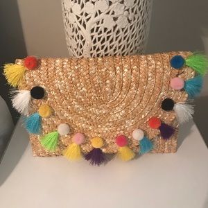 Straw clutch/shoulder bag